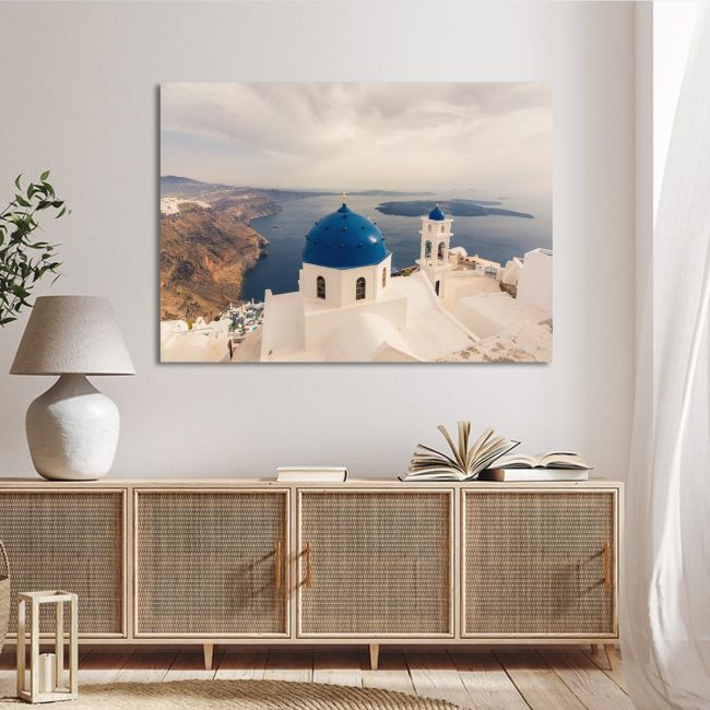 Πίνακας σε καμβά Σαντορίνη, Stunning view of churches, Santorini