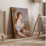 Canvas print Young girl with daisies, Renoir