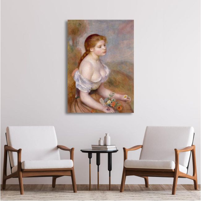 Πίνακας ζωγραφικής Young girl with daisies, Renoir