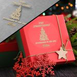 Αυτοκόλλητη Χριστουγεννιάτικη ετικέτα, Merry Christmas words tree II διάφανη