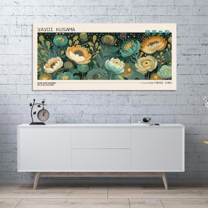 Πίνακας ζωγραφικής A field of flowers I reart (original YAYOI Kusama) πανοραμικός Καμβάς τελαρωμένος Όψη 1 2