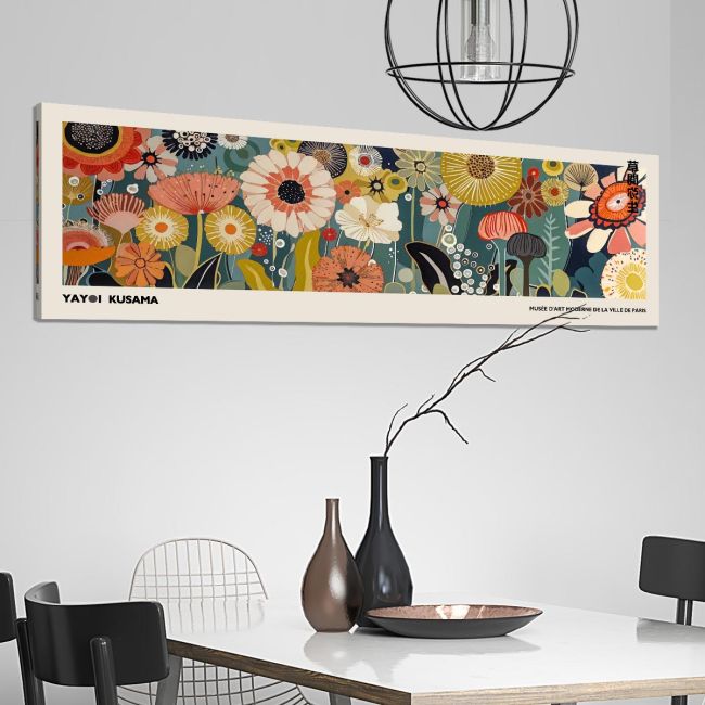 Canvas print A field of flowers II, reart (original YAYOI Kusama), panoramic