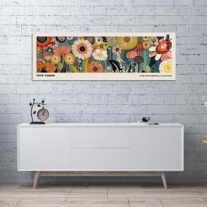 Canvas print A field of flowers II reart (original YAYOI Kusama) panoramic Framed canvas View 1 2