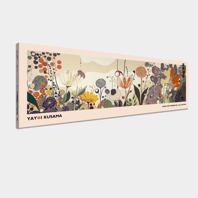 Canvas print A field of flowers III, reart (original YAYOI Kusama), panoramic
