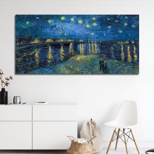Πίνακας ζωγραφικής Starry night over the Rhone panorama, Vincent van Gogh