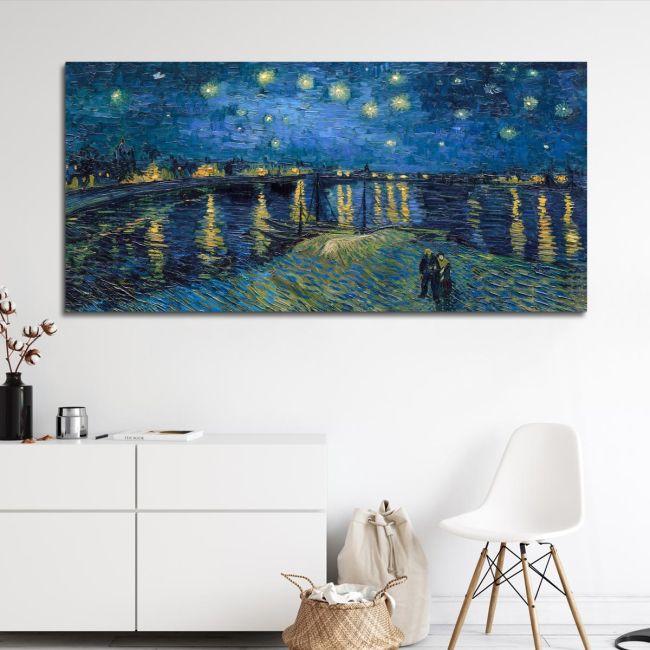Canvas print Starry night over the Rhone panorama, Vincent van Gogh