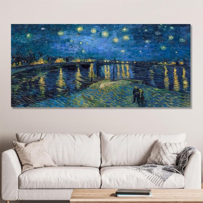 Πίνακας ζωγραφικής Starry night over the Rhone panorama, Vincent van Gogh