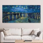 Πίνακας ζωγραφικής Starry night over the Rhone panorama, Vincent van Gogh