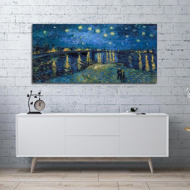 Canvas print Starry night over the Rhone panorama, Vincent van Gogh