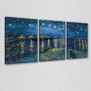 Canvas print Starry night over the Rhone, Vincent van Gogh,3 panels panoramic 2