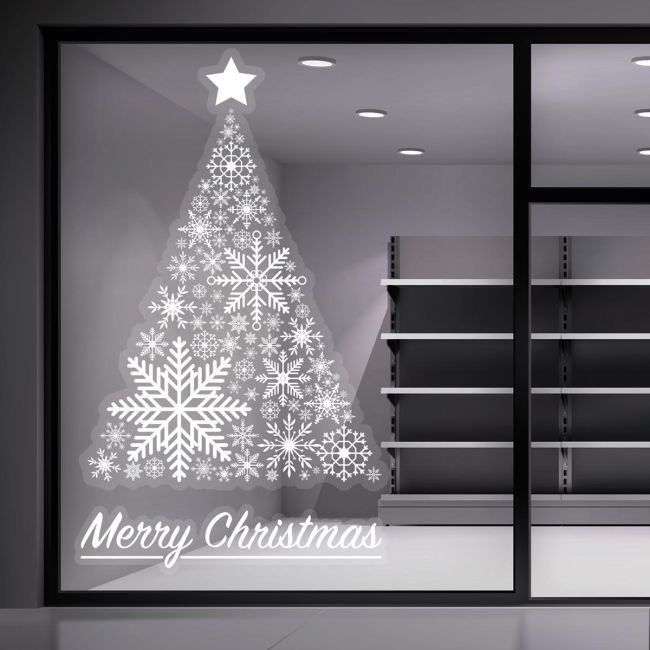 White Christmas tree sticker, art 1