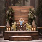 Το Θείο βρέφος αγιογραφία με προβατάκια, ξύλινες φιγούρες εκτυπωμένες