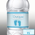 Αυτοκόλλητη ετικέτα Baby foot prints boy, με όνομα και ημερομηνία