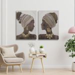 Πίνακας σε καμβά African woman profile, δίπτυχος