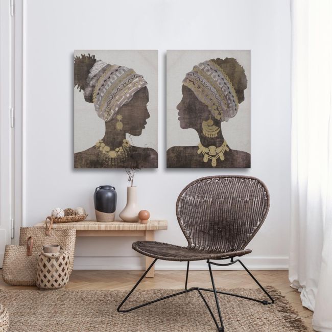 Πίνακας σε καμβά African woman profile, δίπτυχος