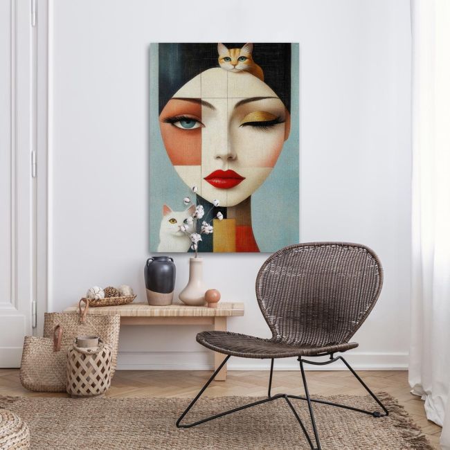 Canvas print Cat lady