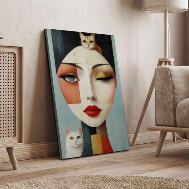 Canvas print Cat lady