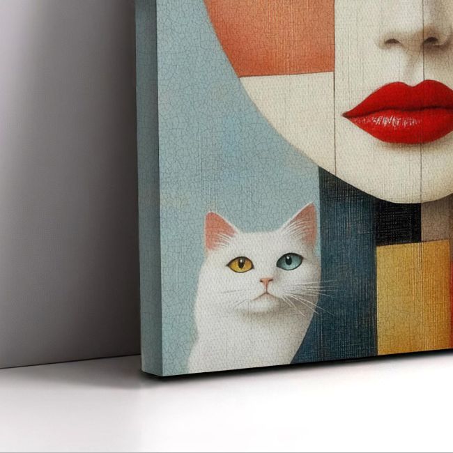 Πίνακας σε καμβά Cat lady