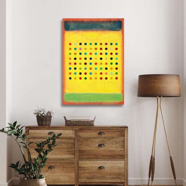 Canvas print Dequalinium over yellow reart (original Hirst and Rothko)