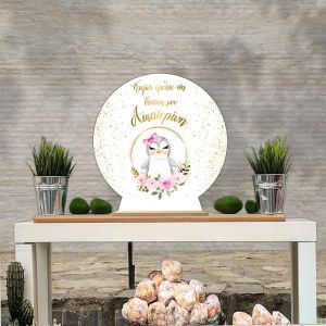 Ξύλινη πινακίδα, Χρυσοί κύκλοι με ζωάκι και λουλούδια 2