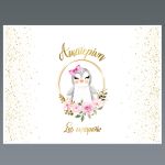 Placemat, Golden circles with animal and flowers