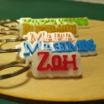 Key chain 3d name, blue, pink