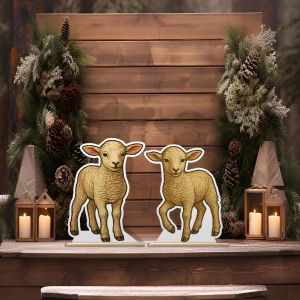 Wooden figures, Manger's two sheep