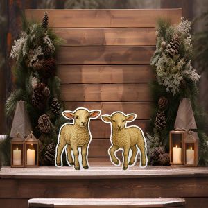 Wooden figures, Manger's two sheep 2