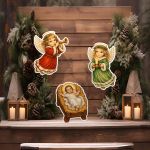 Wooden figures, Jesus and 2 little angels art 2
