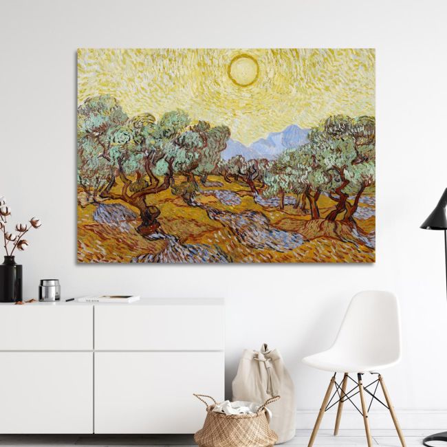 Canvas print Olive trees under sun Vincent van Gogh Framed canvas View 1