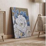 Canvas print White flowers blue leaves Framed canvas View 4