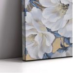 Πίνακας σε καμβά White flowers blue leaves Καμβάς τελαρωμένος Όψη 5