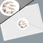 Sticker label watercolor wreath couple names 3