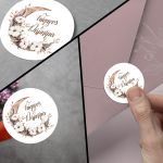 Sticker label watercolor wreath couple names 3