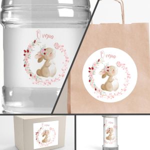 Αυτοκόλλητη ετικέτα, Κουνελάκι floral 