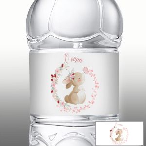 Αυτοκόλλητη ετικέτα Κουνελάκι floral  9.5x4.5 ▭ Όψη 1 2