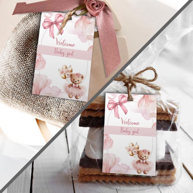 Paper tags, welcome baby girl art 2