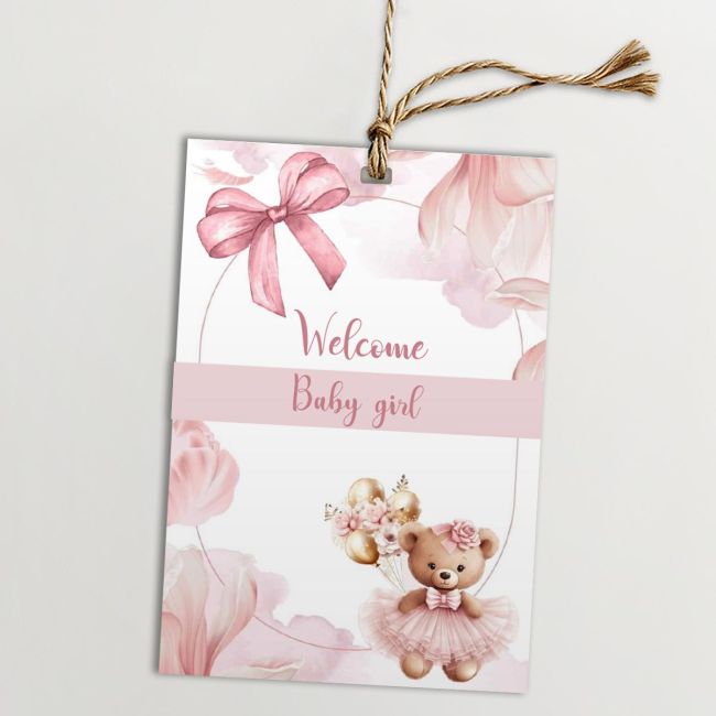 Paper tags, welcome baby girl art 2