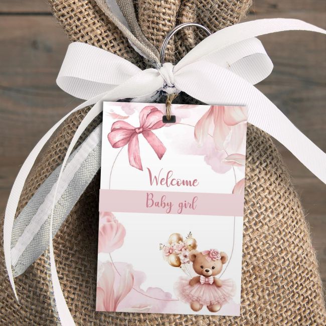 Καρτελάκια γέννησης, welcome baby girl art 2