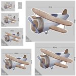 Ξύλινη φιγούρα εκτυπωμένη, Αεροπλάνο διπλάνο ζωγραφιστό