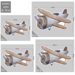 Wooden figure printed, watercolor Airplane