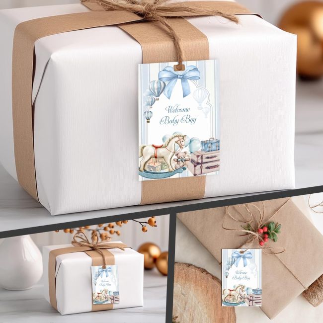 Paper tags, welcome baby boy art 2