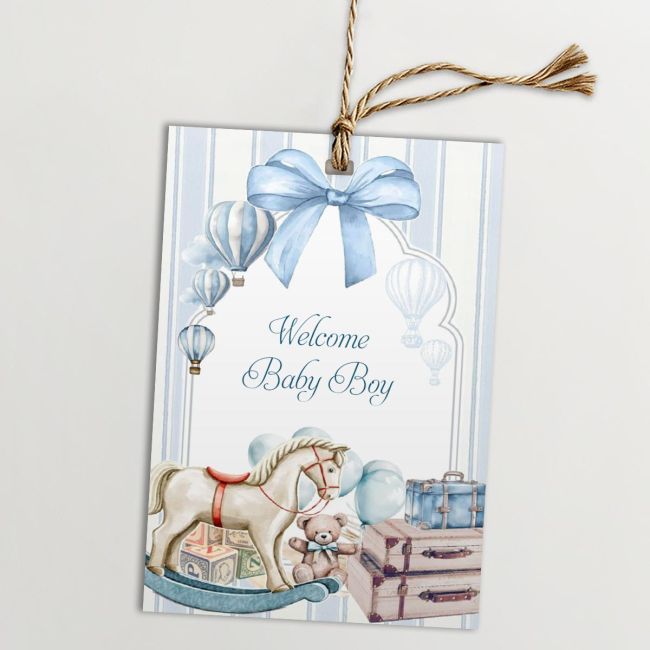 Paper tags, welcome baby boy art 2