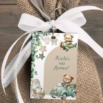 Paper tags, birth & baby shower Green art 2