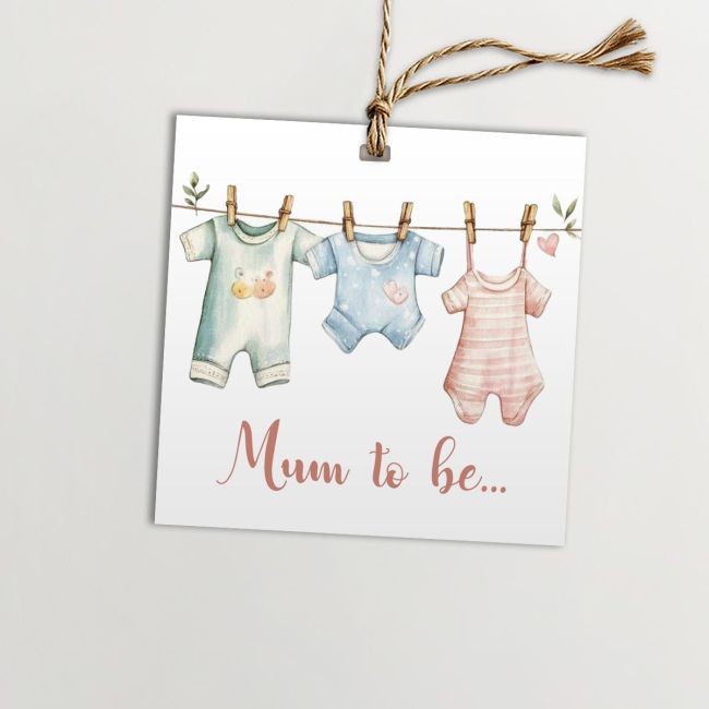Baby Shower tags, Mum to be Art2, rectangle