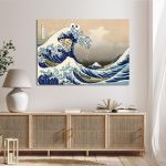 Πίνακας ζωγραφικής The great cookie wave reart (original Hokusai) Καμβάς τελαρωμένος Όψη 2