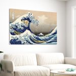 Πίνακας ζωγραφικής The great cookie wave reart (original Hokusai) Καμβάς τελαρωμένος Όψη 4