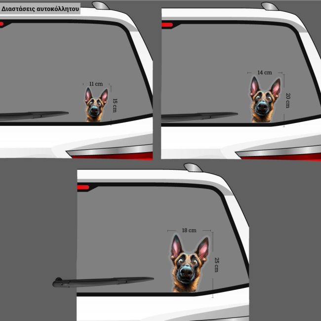 Αυτοκόλλητα αυτοκινήτου"Αστεία σκυλιά",Belgian Malinois
