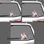 Funny car sticker, White French Bulldog