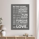Canvas print In this home, house rules Gray brown